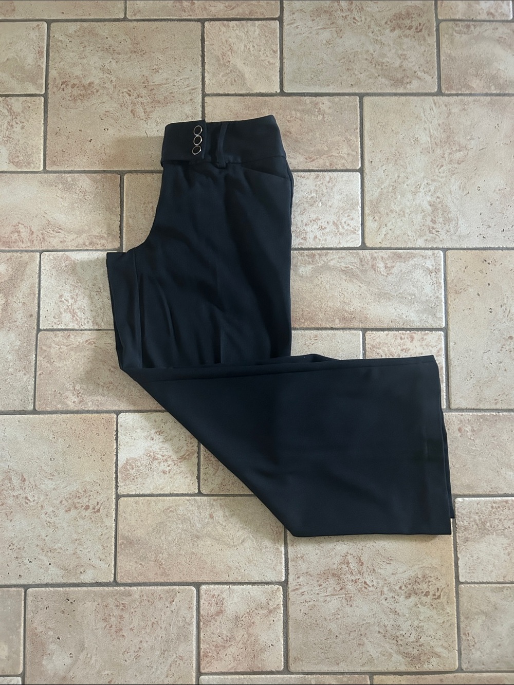 Black Women's Dress Pants with Triple-Button Waist